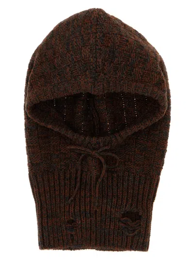 Mm6 Maison Margiela Mm6 By Maison Margiela Distressed Wool Balaclava In Brown