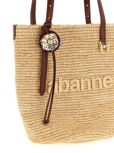 Rabanne Woven Raffia Tote Bag In Sand
