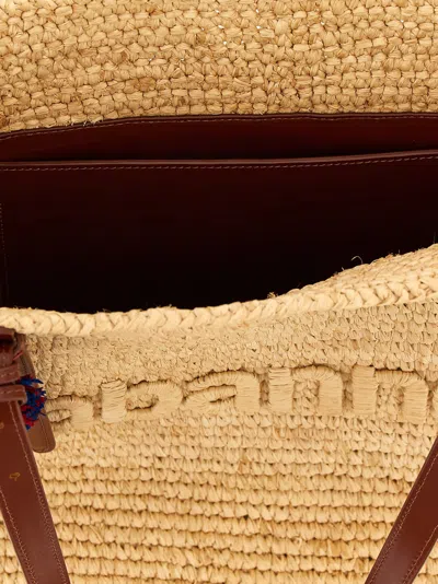 Rabanne Woven Raffia Tote Bag In Sand