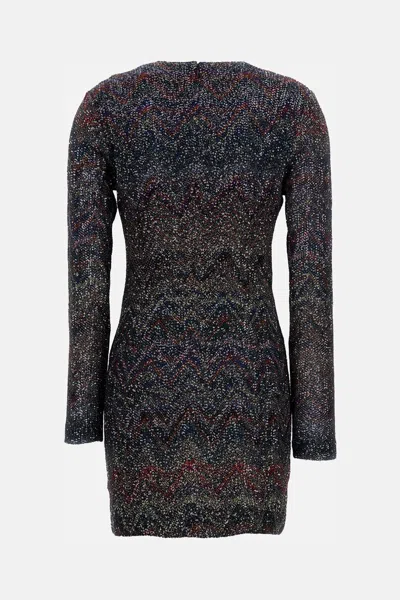 Missoni Multicolour Dress With Deep Neckline And All-over Sequins In Viscose Woman In Black