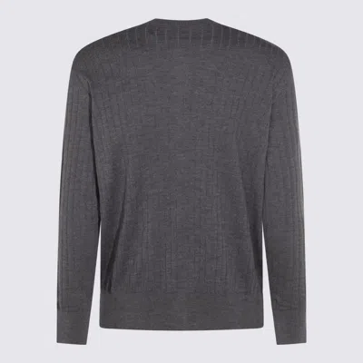 Bottega Veneta Ribbed Wool Cardigan In Gray