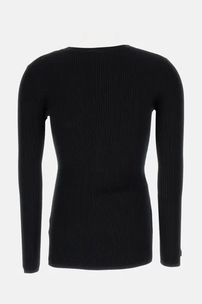 Elisabetta Franchi Maglia A Costine Con Taschino Nero In Black