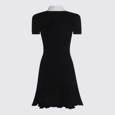 Self-portrait Mini Knitted Dress With Contrasting Collar In Black