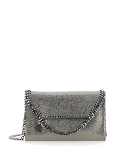 Stella Mccartney Falabella Metallic Crossbody Bag With Chain-link Shoulder Strap And Metallic Effect In Ecoleather Wo In Silver