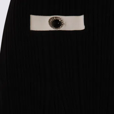 Self-portrait Mini Knitted Dress With Contrasting Collar In Black