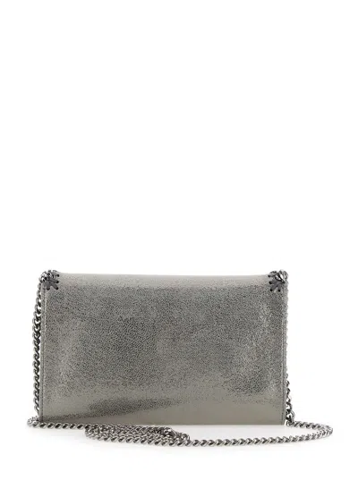 Stella Mccartney Falabella Metallic Crossbody Bag With Chain-link Shoulder Strap And Metallic Effect In Ecoleather Wo In Silver