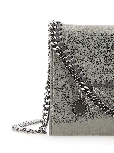 Stella Mccartney Falabella Metallic Crossbody Bag With Chain-link Shoulder Strap And Metallic Effect In Ecoleather Wo In Silver