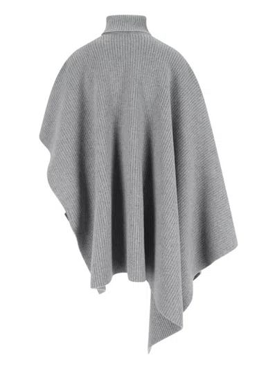 Stella Mccartney Wool And Cashmere Blend Poncho In Gray