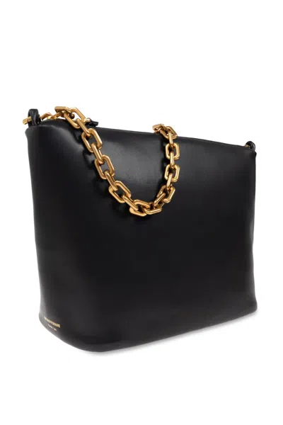 Emporio Armani Ppa Leather Medium Hobo Bag With Chain In Black