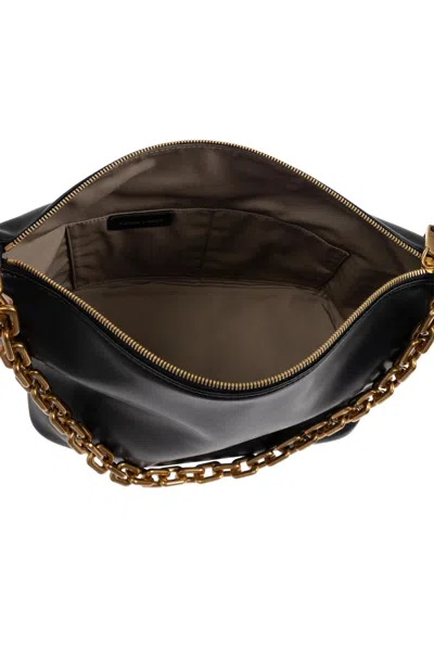 Emporio Armani Ppa Leather Medium Hobo Bag With Chain In Black