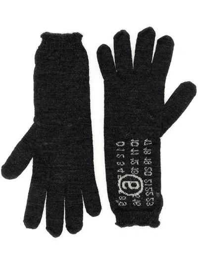 Mm6 Maison Margiela Mm6 By Maison Margiela Numeric Signature Gloves In Black