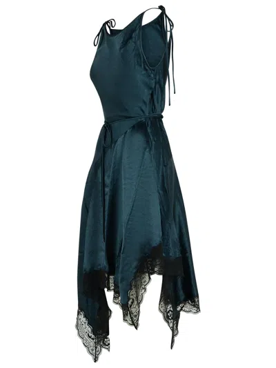 Acne Studios Petrol Blue Acetate Dress Women In Green