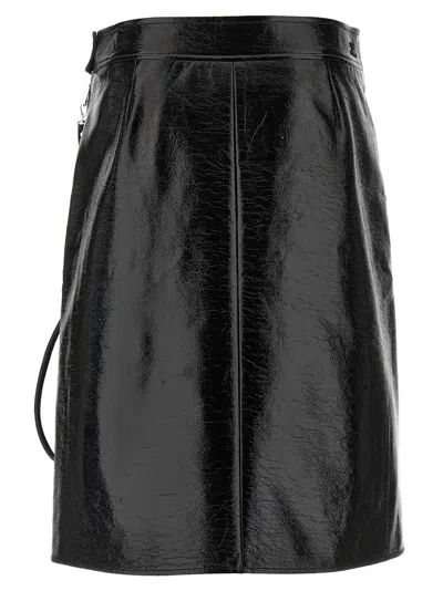 Courrèges Vinyl Skirt Featuring Zipper Accents In Black