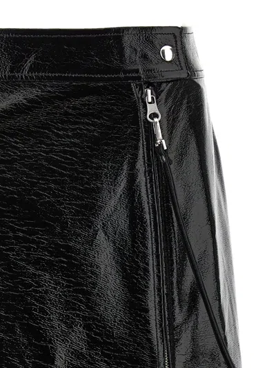Courrèges Vinyl Skirt Featuring Zipper Accents In Black