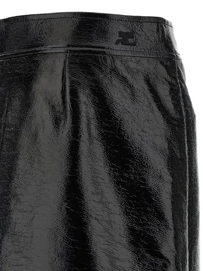 Courrèges Vinyl Skirt Featuring Zipper Accents In Black
