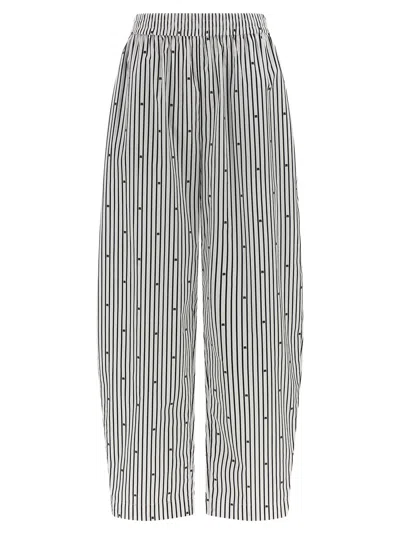 Rotate Birger Christensen Striped Tapered Poplin Pants In Gray