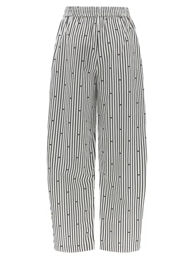 Rotate Birger Christensen Striped Tapered Poplin Pants In Gray
