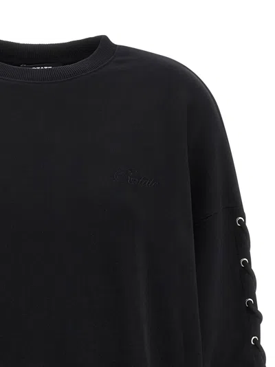 Rotate Birger Christensen Crew Neck Lace-up Detail Sweatshirt In Black