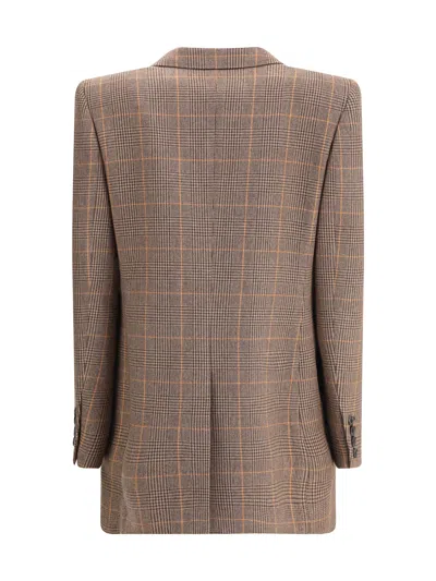 Saint Laurent Prince Of Wales Wool Jacket In Animal Print