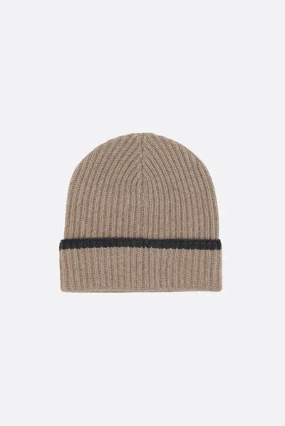 Brunello Cucinelli Cashmere Beanie With Monile In Gray