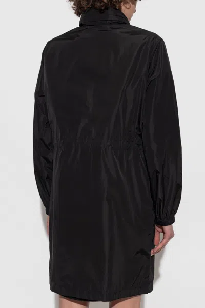 Burberry Vintage Check Trim Parka Coat In Black