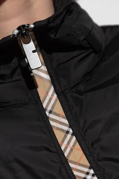 Burberry Vintage Check Trim Parka Coat In Black