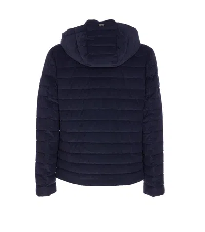 Herno Men Hooded Short Down Jacket In Blue