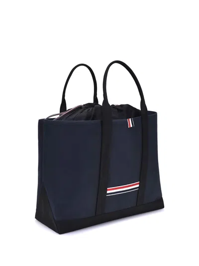 Thom Browne Medium Tool Tote W/ Drawstring Opening I In Blue