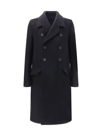 Rick Owens Officer Coat Structured Wide Lapels In Black