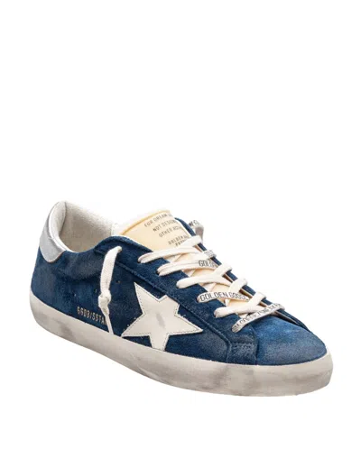 Golden Goose Sneakers Low-top Super-star In Suede In Blue
