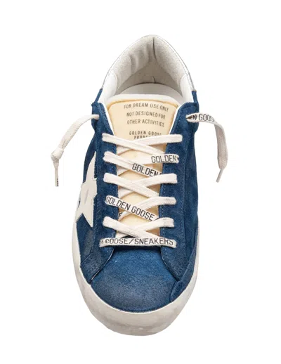 Golden Goose Sneakers Low-top Super-star In Suede In Blue