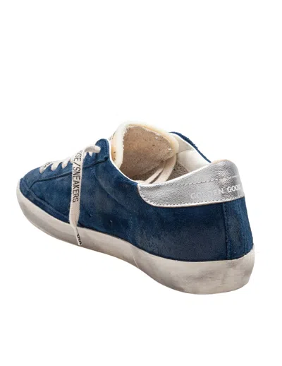 Golden Goose Sneakers Low-top Super-star In Suede In Blue