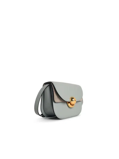 Furla Light Blue Leather Mini Sfera Crossbody Bag In Gray