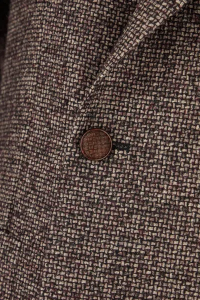 Tagliatore Embroidered Wool Blend Blazer In Brown