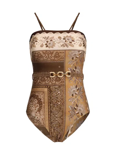 Zimmermann Lucky One-piece Swimsuit In Brown