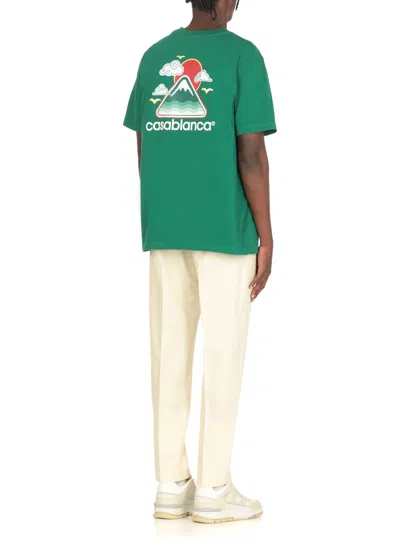 Casablanca Montagne Ondulee Crewneck T-shirt In Green