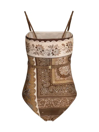 Zimmermann Lucky One-piece Swimsuit In Brown