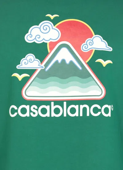 Casablanca Montagne Ondulee Crewneck T-shirt In Green