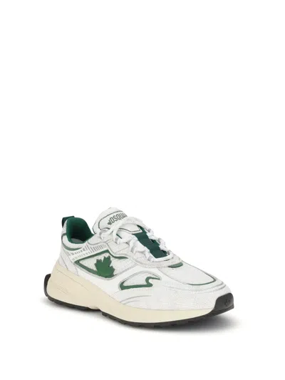 Dsquared2 Textured Mesh Sneakers Rubber Sole Pull Tab In White