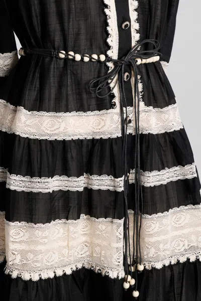 Zimmermann Women's Rhiannon Lace Midi Dress | Size 2 | 3227dss251 In Black