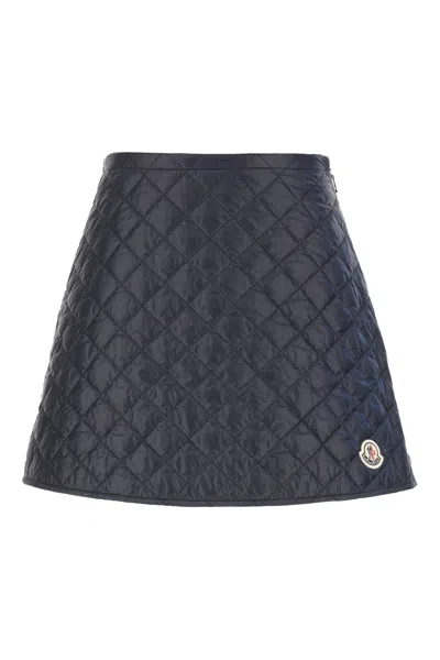 Moncler Minigonna In Nylon Blu Notte Donna In Blue