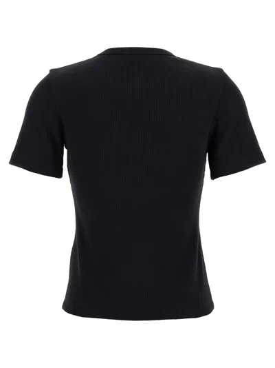 Tory Burch Ribbed Cotton T-shirt In Black