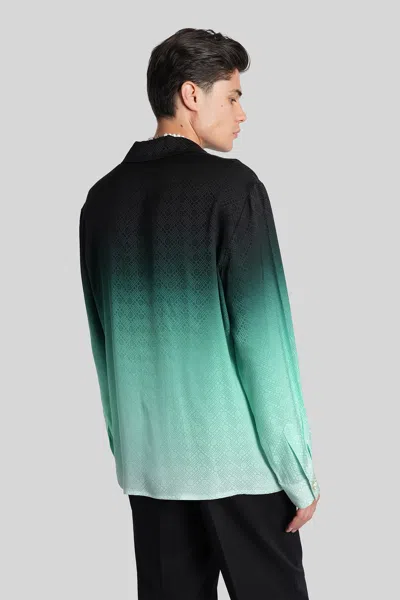 Casablanca 'ping Pong' Jacquard Silk Shirt In Green