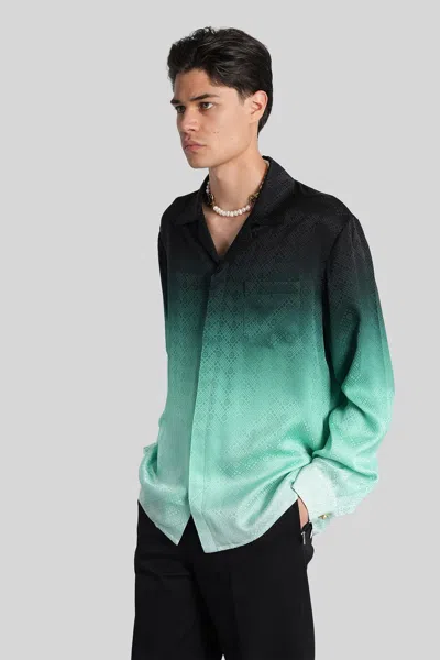 Casablanca 'ping Pong' Jacquard Silk Shirt In Green