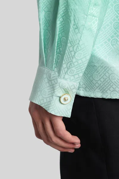 Casablanca 'ping Pong' Jacquard Silk Shirt In Green
