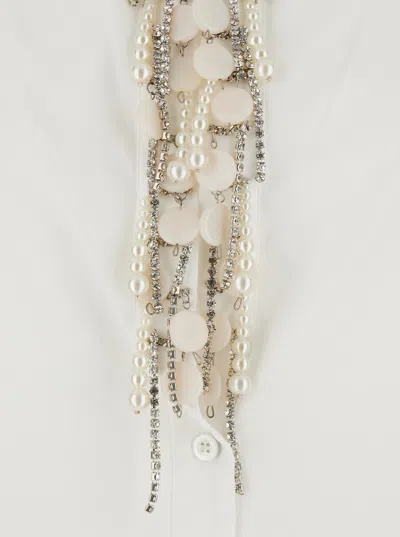 Pinko 'capirai' Shirt In White Cottone With Strass In White