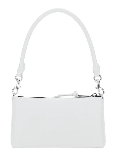 Marc Jacobs The Pochette White Shoulder Bag With Removable Top Handle And Front Plaque In Leather Woman In White