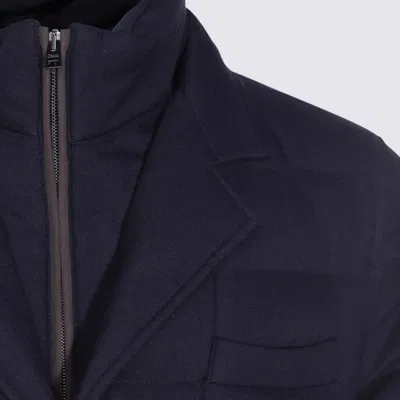 Herno Button Quilted Jacket In Blue