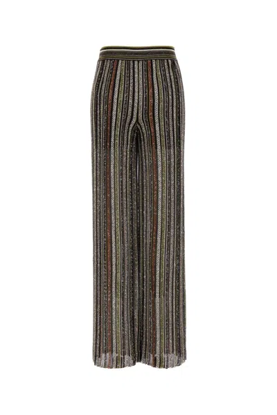 Missoni Pantalone In Misto Viscosa Stretch Ricamata Donna In Gray
