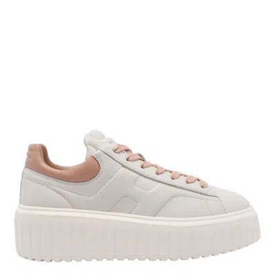 Hogan Chunky Platform Sneakers With Smooth And Textured Uppers In Neutral